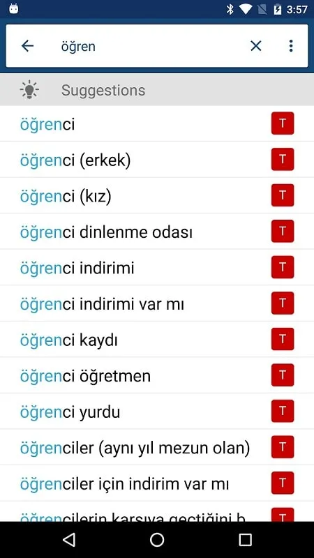 Recurso offline do Turkish English Dictionary Ing mod apk