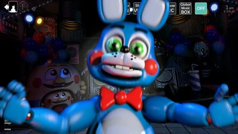 Jugabilidad que muestra la selección de personajes en Ultimate Custom Night MOD.