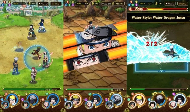 Screenshot da jogabilidade do Ultimate Ninja Blazing com mod apk.