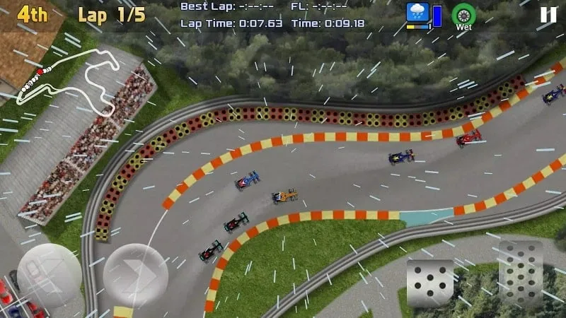 Gameplay screenshot of Ultimate Racing 2D 2 with a top-down view.