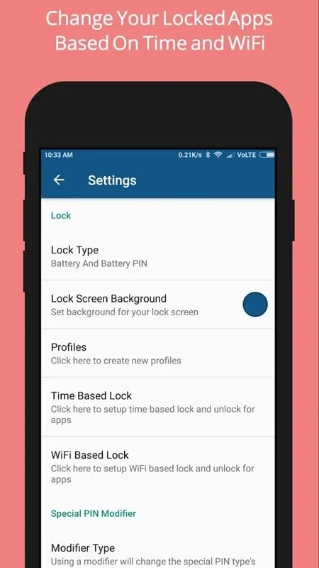 App Ultra Lock mod mostrando la configuración de bloqueo por tiempo