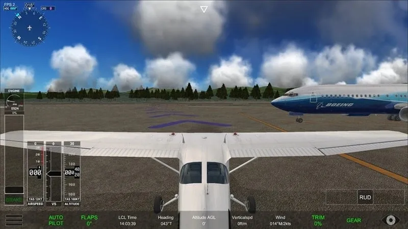 Usando o recurso de dinheiro infinito no Uni Flight Simulator MOD APK.