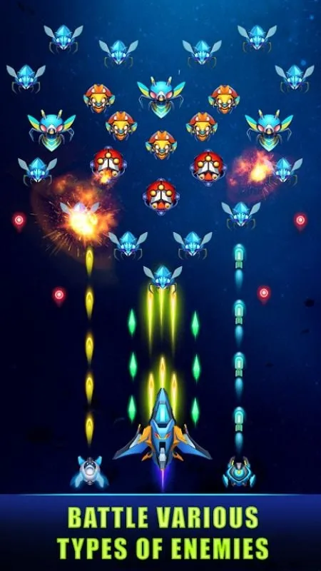 Gameplay Universe Invader: Alien Attack di perangkat Android.