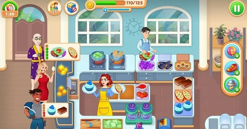 Example of restaurant decorations available in Valley: Cooking Games & Design.