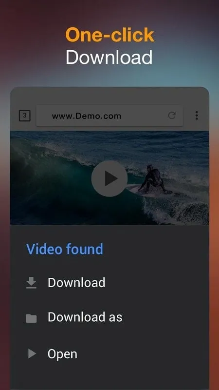 Interfaz de Video Downloader mod mostrando funciones premium