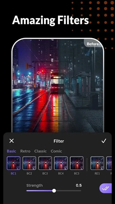 Vidma Editor showcasing various filters