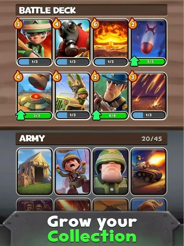 Nâng cấp đơn vị trong War Heroes Strategy Card Game