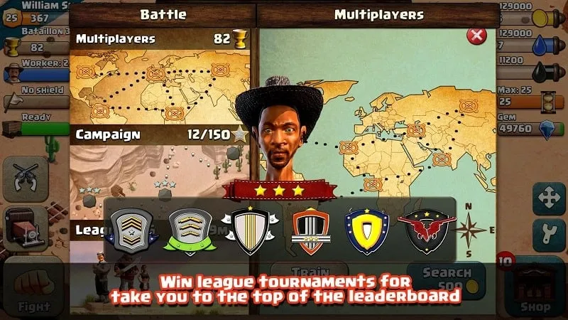 War Wild West resource management interface.