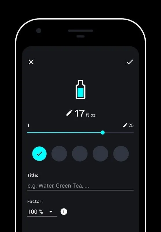 Interface do Water Tracker Mod mostrando recursos premium