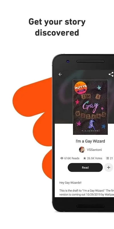 Interface do usuário do Wattpad MOD APK