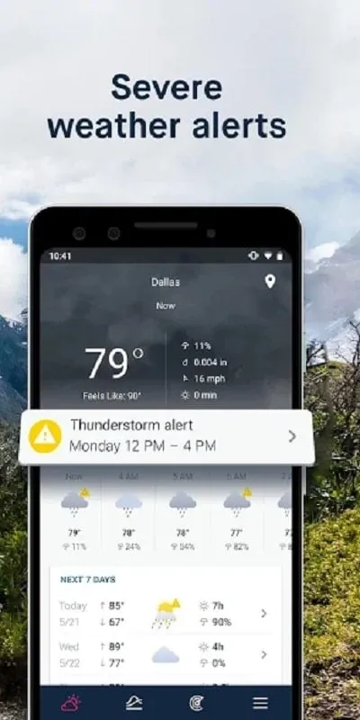 Using the interactive weather map in WeatherPro MOD APK