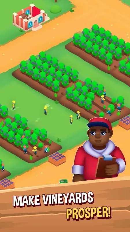 Captura de tela mostrando a moeda e os recursos do jogo disponíveis em Wine Factory Idle Tycoon Game.