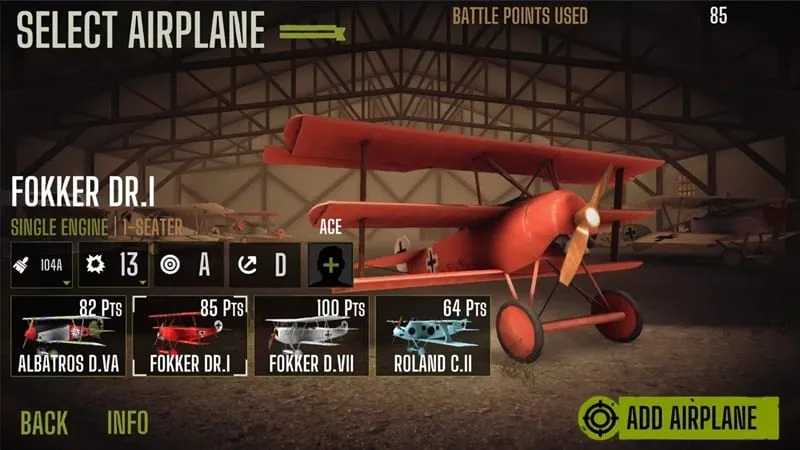 Screenshot da jogabilidade do Wings of Glory mostrando combate aéreo com aviões inimigos.