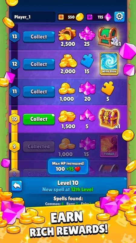 Wizard in Wizard Tower using skills to defeat monsters.