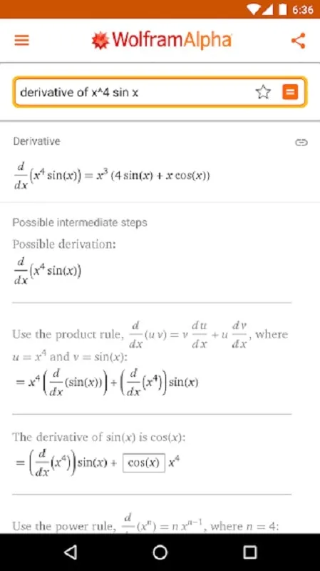 Ejemplo de una consulta en WolframAlpha