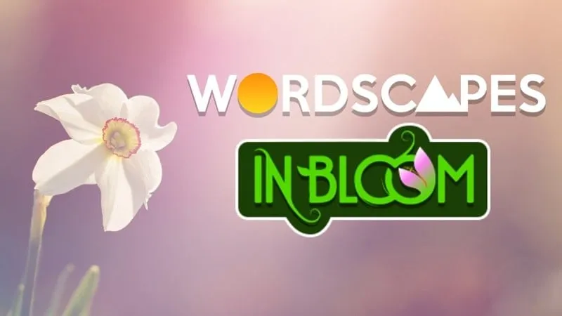 Jogando Wordscapes In Bloom em um celular Android.