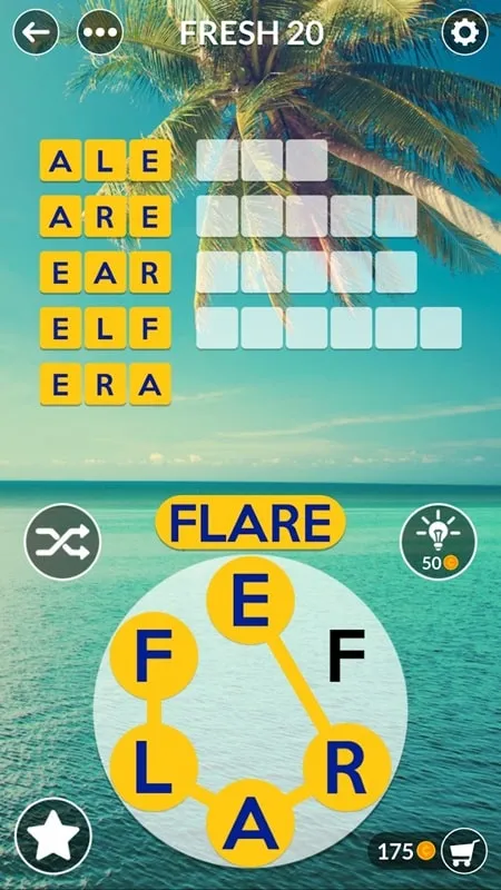 Wordscapes Uncrossed, contoh puzzle dalam game.