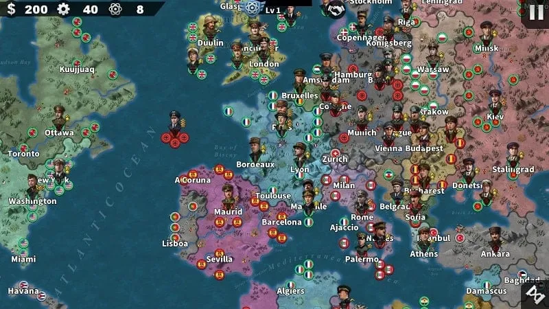 Downloading World Conqueror 4 MOD APK on an Android phone.