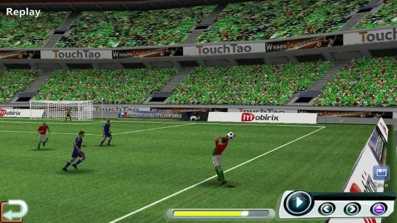 Screenshot of World Soccer League gameplay with team selection.
