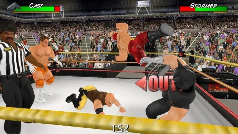 Hình ảnh gameplay của Wrestling Empire với các tính năng mod đang hoạt động.