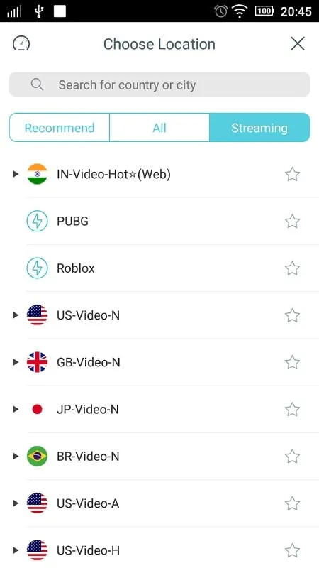 X VPN MOD interface showing premium features