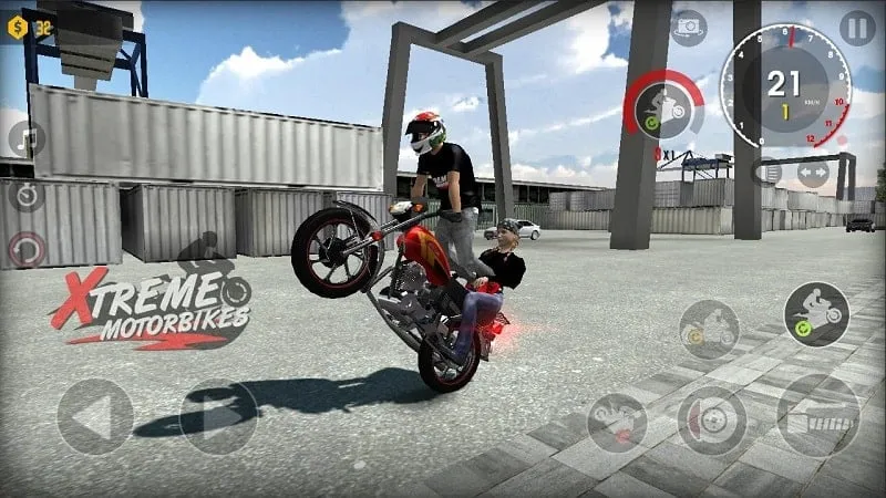 Performing a stunt in Xtreme Motorbikes.