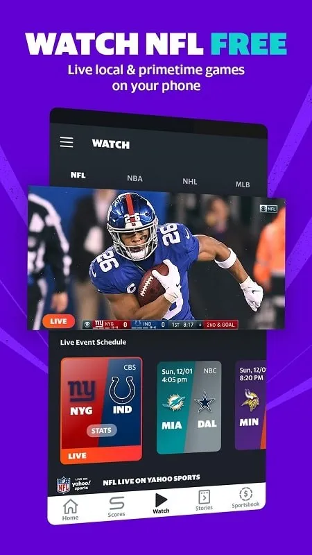 Yahoo Sports mod interface showing premium features