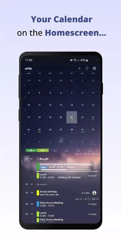 Widget de calendario personalizado en Android