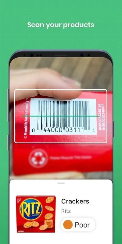 Scanning a product barcode with Yuka