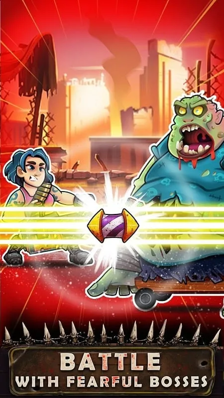 Gameplay screenshot showing combat in Zombie Blast.