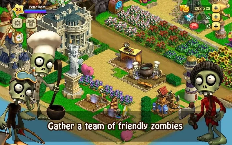 Tampilan game Zombie Castaways MOD APK dengan uang tak terbatas.