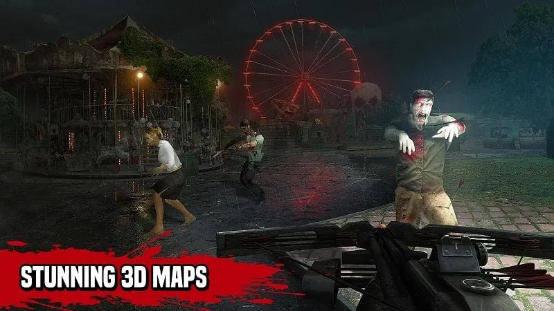 Tangkapan layar dalam game yang menampilkan opsi peningkatan senjata yang tersedia di Zombie Hunter Sniper.