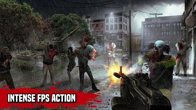 Tangkapan layar dalam game Zombie Hunter Sniper yang menunjukkan mekanisme membidik dan menembak.