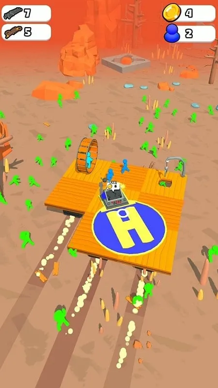 Upgrading weapons and defenses with unlimited money in Zombie Raft.
