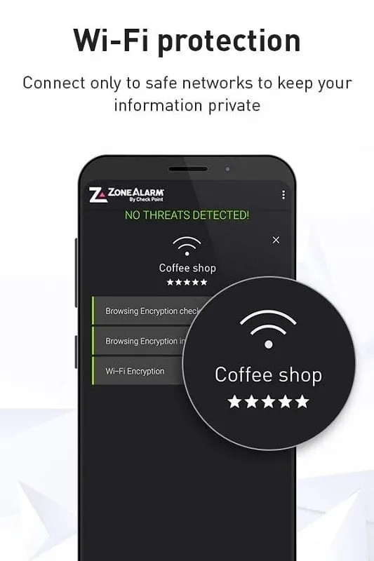 ZoneAlarm Mobile Security displaying security alerts